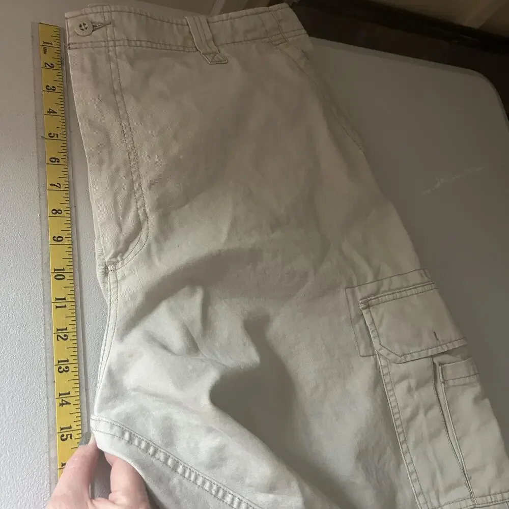 Old Navy Cargo Shorts Mens 42 Beige Cotton Flat Front Multi Pocket Summer Casual